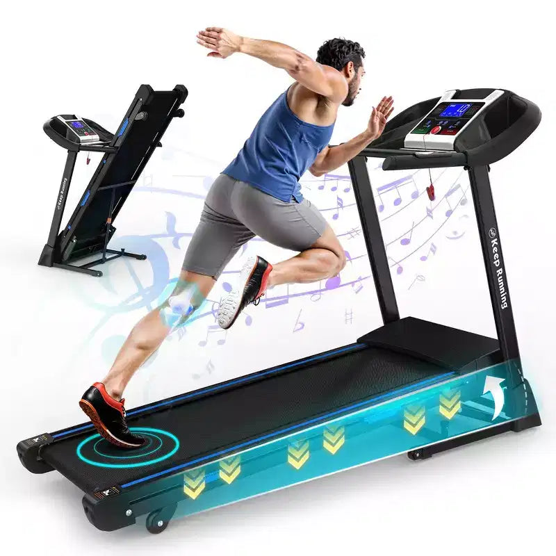 Tapis de course électrique pliable Whisen, machine de course et de marche de 3,5 CV avec inclinaison automatique - Noir
