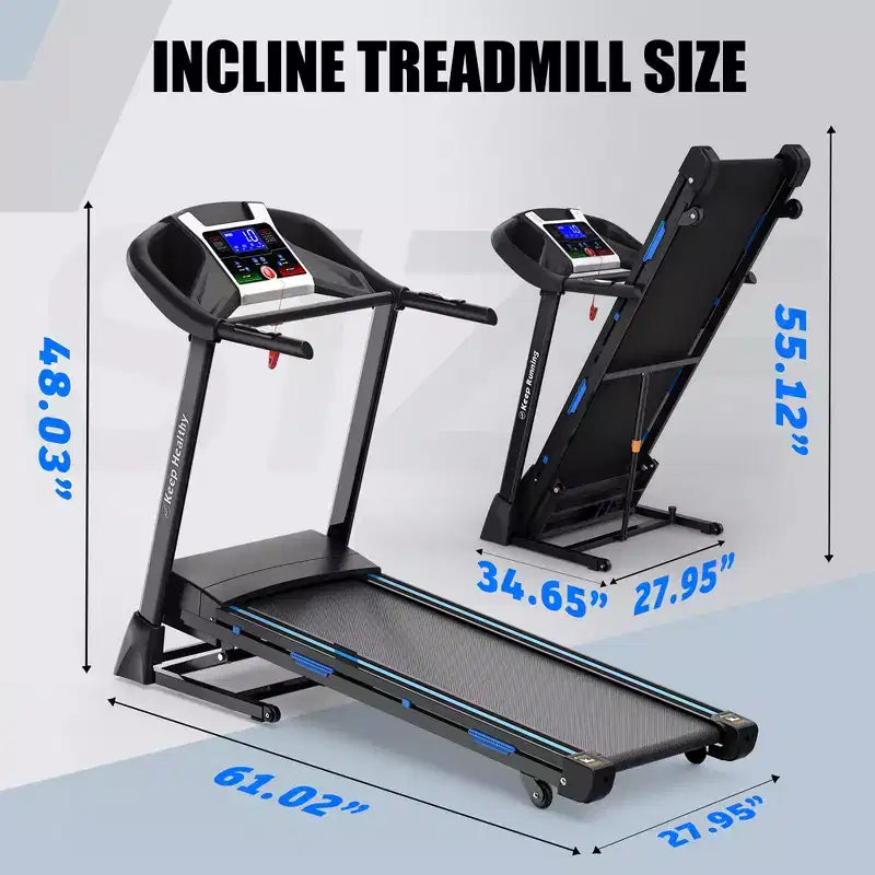 Tapis de course électrique pliable Whisen, machine de course et de marche de 3,5 CV avec inclinaison automatique - Noir