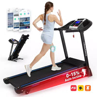 Tapis de course électrique pliable Whisen, machine de course et de marche de 3,5 CV avec inclinaison automatique - Noir