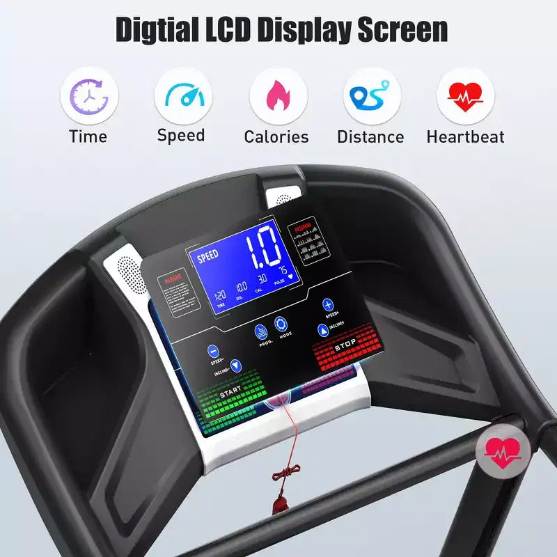 Tapis de course électrique pliable Whisen, machine de course et de marche de 3,5 CV avec inclinaison automatique - Noir