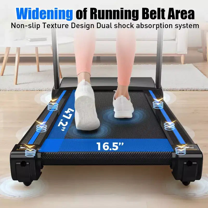 Tapis de course électrique pliable Whisen, machine de course et de marche de 3,5 CV avec inclinaison automatique - Noir