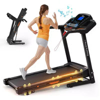 Tapis de course électrique pliable Whisen, machine d'entraînement de 3,5 CV pour la course et la marche avec 12 programmes prédéfinis, inclinaison, commandes de vitesse sur les mains courantes