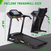 Tapis de course électrique pliable Whisen, machine d'entraînement de 3,5 CV pour la course et la marche avec 12 programmes prédéfinis, inclinaison, commandes de vitesse sur les mains courantes