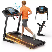 Tapis de course électrique pliable Whisen, machine d'entraînement de 3,5 CV pour la course et la marche avec 12 programmes prédéfinis, inclinaison, commandes de vitesse sur les mains courantes