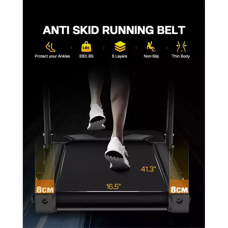 Tapis de course électrique pliable Whisen, machine d'entraînement de 3,5 CV pour la course et la marche avec 12 programmes prédéfinis, inclinaison, commandes de vitesse sur les mains courantes