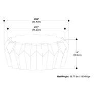 Table basse contemporaine Oakcrest en bois de manguier massif, motif polygonal, largeur 86 cm, entièrement assemblée