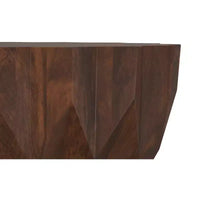 Table basse contemporaine Oakcrest en bois de manguier massif, motif polygonal, largeur 86 cm, entièrement assemblée