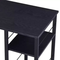 Bureau d'écriture TUYOHW avec finition chêne vieilli, table d'écriture avec étagères à 2 niveaux, base ouverte en métal, bureau d'étude rectangulaire pour bureau à domicile, chambre à coucher