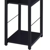 Bureau d'écriture TUYOHW avec finition chêne vieilli, table d'écriture avec étagères à 2 niveaux, base ouverte en métal, bureau d'étude rectangulaire pour bureau à domicile, chambre à coucher