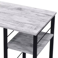 Bureau d'écriture TUYOHW avec finition chêne vieilli, table d'écriture avec étagères à 2 niveaux, base ouverte en métal, bureau d'étude rectangulaire pour bureau à domicile, chambre à coucher