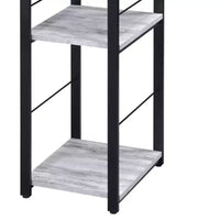 Bureau d'écriture TUYOHW avec finition chêne vieilli, table d'écriture avec étagères à 2 niveaux, base ouverte en métal, bureau d'étude rectangulaire pour bureau à domicile, chambre à coucher