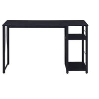 Bureau d'écriture TUYOHW avec finition chêne vieilli, table d'écriture avec étagères à 2 niveaux, base ouverte en métal, bureau d'étude rectangulaire pour bureau à domicile, chambre à coucher