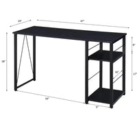 Bureau d'écriture TUYOHW avec finition chêne vieilli, table d'écriture avec étagères à 2 niveaux, base ouverte en métal, bureau d'étude rectangulaire pour bureau à domicile, chambre à coucher