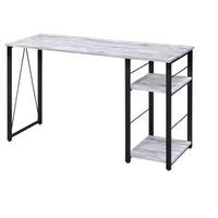 Bureau d'écriture TUYOHW avec finition chêne vieilli, table d'écriture avec étagères à 2 niveaux, base ouverte en métal, bureau d'étude rectangulaire pour bureau à domicile, chambre à coucher