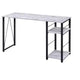 Bureau d'écriture TUYOHW avec finition chêne vieilli, table d'écriture avec étagères à 2 niveaux, base ouverte en métal, bureau d'étude rectangulaire pour bureau à domicile, chambre à coucher