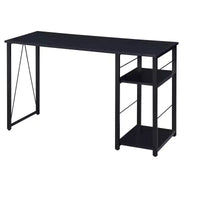 Bureau d'écriture TUYOHW avec finition chêne vieilli, table d'écriture avec étagères à 2 niveaux, base ouverte en métal, bureau d'étude rectangulaire pour bureau à domicile, chambre à coucher
