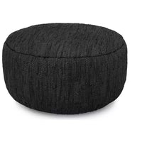 Pouf bohème Garcia 76 cm en cuir tressé véritable, assemblé