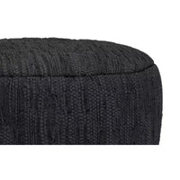 Pouf bohème Garcia 76 cm en cuir tressé véritable, assemblé