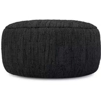 Pouf bohème Garcia 76 cm en cuir tressé véritable, assemblé