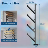 Lot de 2 racks à tuyaux de 4 niveaux robustes pour conteneurs d'expédition, étagères sans perçage, racks suspendus faciles à installer avec une capacité de 180 kg