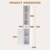 Meuble de rangement haut de salle de bain, Armoire étroite et mince autoportante, Organisateur de rangement au sol pour petits espaces, Salon, Cuisine, Entrée