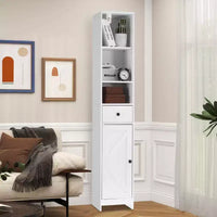 Meuble de rangement haut de salle de bain, Armoire étroite et mince autoportante, Organisateur de rangement au sol pour petits espaces, Salon, Cuisine, Entrée
