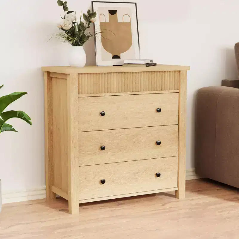 Commode de chambre table de chevet, coffre à tiroirs en bois, table de bout cannelée, organiseur de rangement pour salon, couloir et entrée