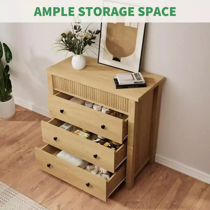 Commode de chambre table de chevet, coffre à tiroirs en bois, table de bout cannelée, organiseur de rangement pour salon, couloir et entrée
