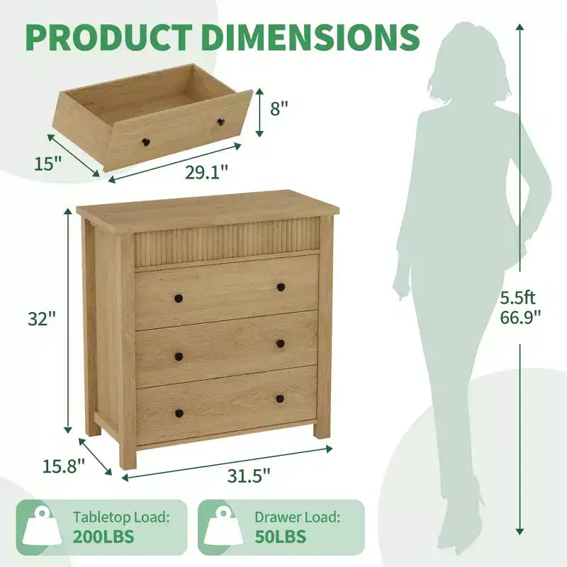 Commode de chambre table de chevet, coffre à tiroirs en bois, table de bout cannelée, organiseur de rangement pour salon, couloir et entrée