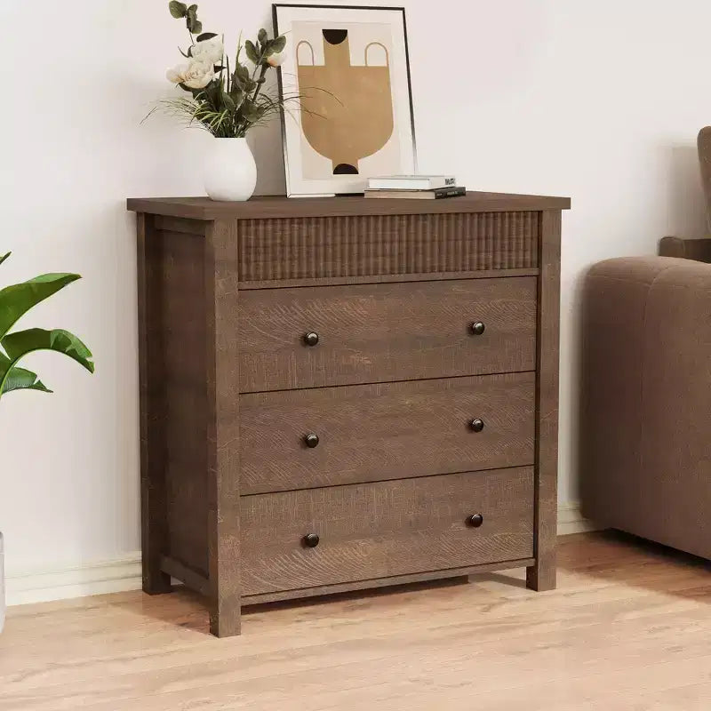 Commode de chambre table de chevet, coffre à tiroirs en bois, table de bout cannelée, organiseur de rangement pour salon, couloir et entrée