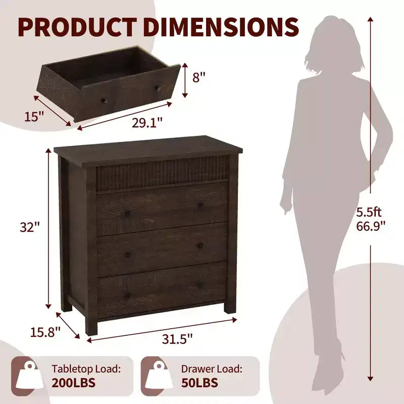 Commode de chambre table de chevet, coffre à tiroirs en bois, table de bout cannelée, organiseur de rangement pour salon, couloir et entrée