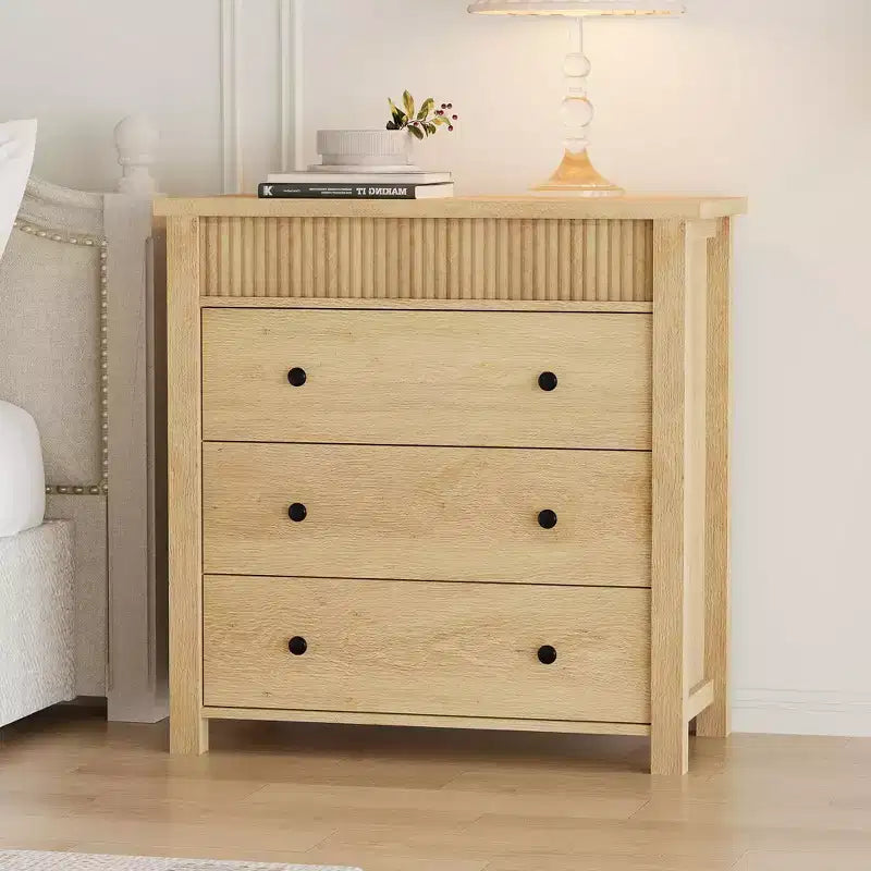 Commode pour chambre à coucher, table de chevet en bois, table d'appoint cannelée, meuble de rangement pour salon, couloir et entrée