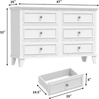 Commode de chambre, commode large à 6 tiroirs, organisateur de rangement, commode en bois moderne avec poignées métalliques pour couloir, entrée, bureau à domicile