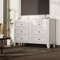 Commode de chambre, commode large à 6 tiroirs, organisateur de rangement, commode en bois moderne avec poignées métalliques pour couloir, entrée, bureau à domicile