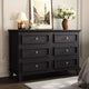 Dresser for Bedroom, 6 Drawer Wide Dresser Storage Organizer, Modern Wooden Chest of Drawers with Metal Handles for Hallway, Entryway, Home Office