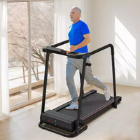 Tapis de course pliable Whisen Walking, avec mains courantes étendues pour la récupération physique - Noir et orange