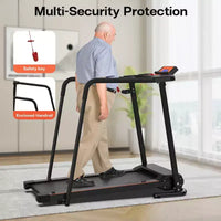 Tapis de course pliable Whisen Walking, avec mains courantes étendues pour la récupération physique - Noir et orange