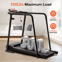 Tapis de course pliable Whisen Walking, avec mains courantes étendues pour la récupération physique - Noir et orange