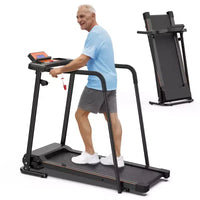 Tapis de course pliable Whisen Walking, avec mains courantes étendues pour la récupération physique - Noir et orange