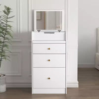 Coiffeuse de maquillage avec miroir, petit ensemble coiffeuse de maquillage avec compartiment de rangement, 2 tiroirs et tabouret caché, table de coiffeuse moderne gain de place