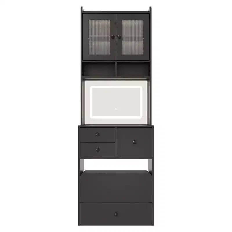 Coiffeuse compacte, bureau de coiffeuse de maquillage avec miroir et lumières, ensemble table de coiffeuse blanc avec station de recharge, petite coiffeuse pour filles et chaise de rangement
