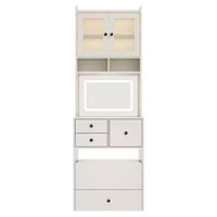 Coiffeuse compacte, bureau de coiffeuse de maquillage avec miroir et lumières, ensemble table de coiffeuse blanc avec station de recharge, petite coiffeuse pour filles et chaise de rangement