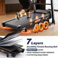 Tapis Roulant Pliable de 400 LB, 5 CV avec Inclinaison Automatique de 20%, Tapis de Course Portable 12 MPH pour la Maison, Entraînements Amusants avec APP, 105 Programmes, Absorption des Chocs