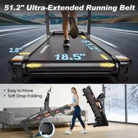Tapis Roulant Pliable de 400 LB, 5 CV avec Inclinaison Automatique de 20%, Tapis de Course Portable 12 MPH pour la Maison, Entraînements Amusants avec APP, 105 Programmes, Absorption des Chocs
