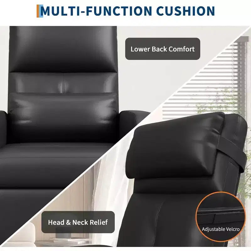 Fauteuil inclinable électrique Acekool, fauteuil inclinable électrique réglable en cuir PU avec port USB, poches latérales, canapé une place ergonomique pour salon, home cinéma
