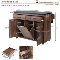 Chariot îlot de cuisine sumyeg avec rangement poubelle, abattant, étagère à épices, porte-serviettes et tiroir, chariot roulant avec étagère réglable pour cuisine