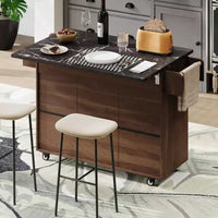 Chariot îlot de cuisine sumyeg avec rangement poubelle, abattant, étagère à épices, porte-serviettes et tiroir, chariot roulant avec étagère réglable pour cuisine