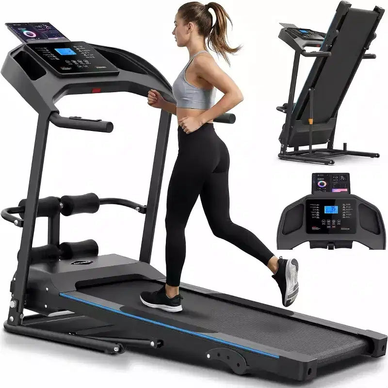 Tapis de course pliable HOMDOX 2026, version améliorée 3,5 CV, avec banc d'abdominaux | Inclinaison/Capacité 159 kg | Écran LCD intelligent – Graisse corporelle/Fréquence cardiaque, équipement d'exercice multifonctionnel