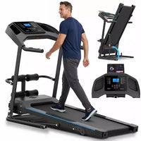 Tapis de course pliable HOMDOX 2026, version améliorée 3,5 CV, avec banc d'abdominaux | Inclinaison/Capacité 159 kg | Écran LCD intelligent – Graisse corporelle/Fréquence cardiaque, équipement d'exercice multifonctionnel