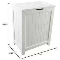 Panier à linge en bois contemporain Redmon pour chambre et buanderie, blanc